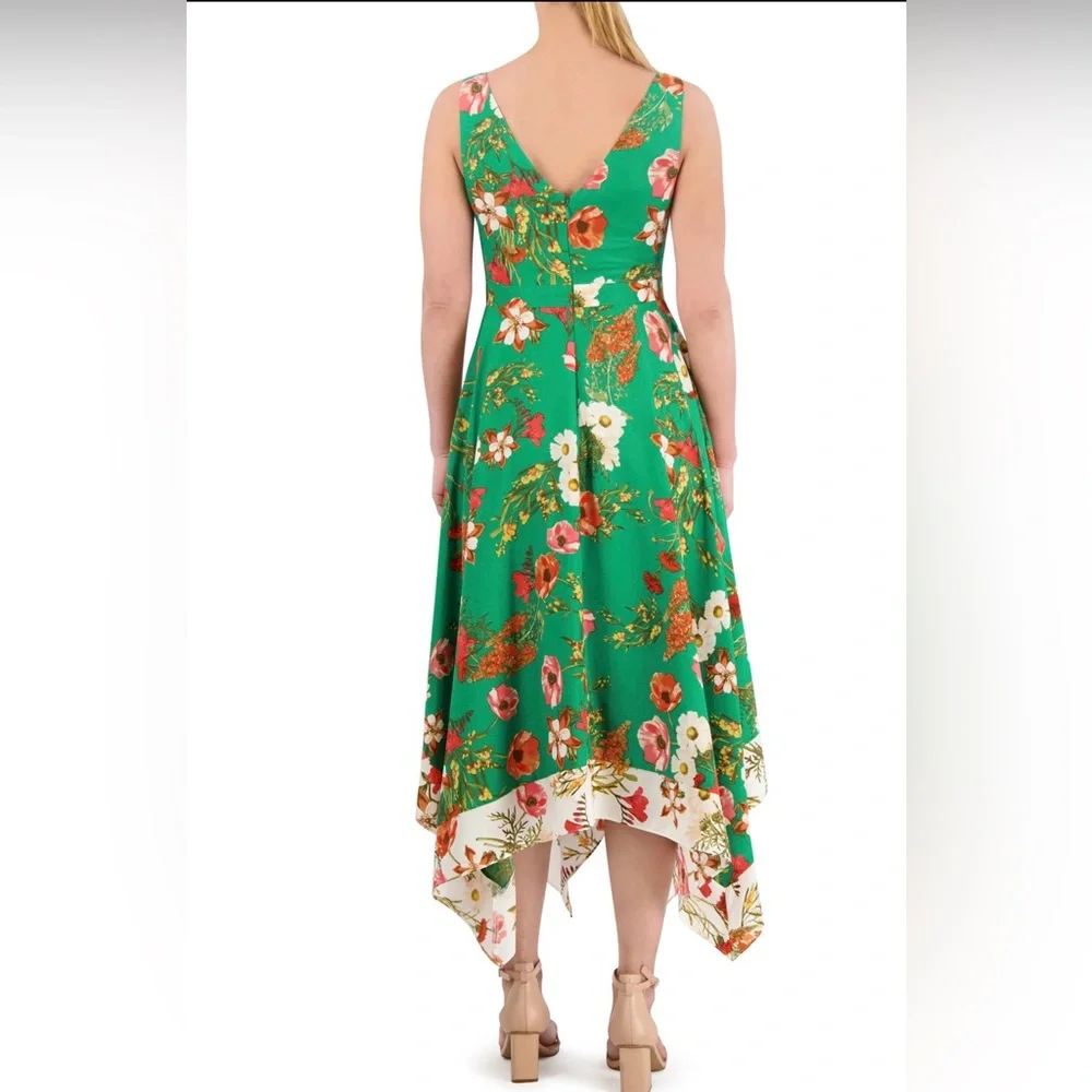 NWT Vince Camuto Floral Print Handkerchief- Hem Dress size 14 - Picture 3 of 10